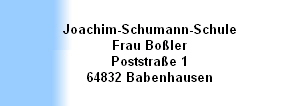 Joachim-Schumann-Schule
Frau Boßler
Poststraße 1
64832 Babenhausen